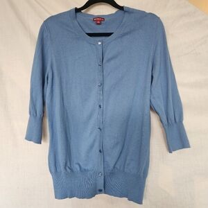 Large Blue Merona 3/4 Sleeve Cardigan